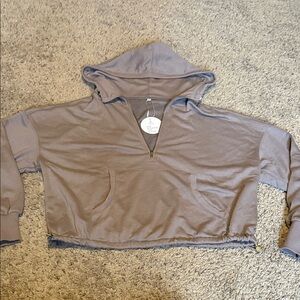 Brown Hooded Pullover with Pockets